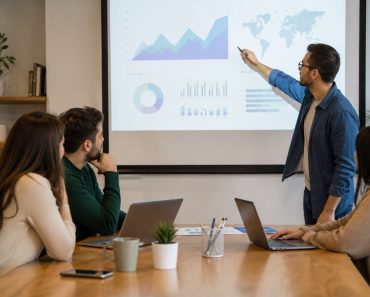 Equipo de una pyme durante una sesión interna de marketing